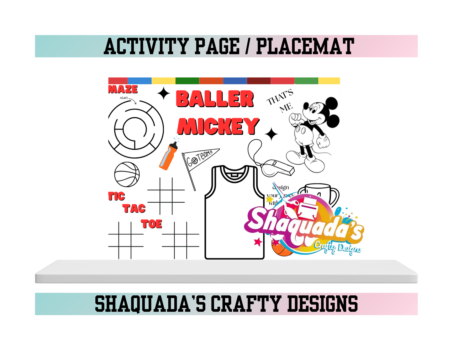 Baller Mickey Activity Page / Placemat