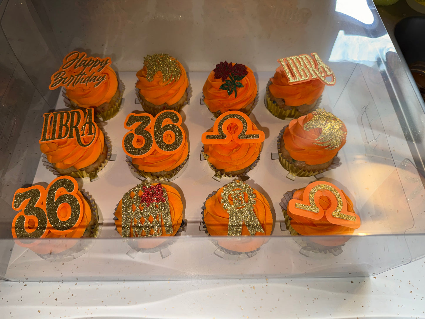 Custom Cupcake Toppers with Any Age, Name, A Phrase, Zodiac Sign - Perfect for Birthday Celebrations – Non-Edible