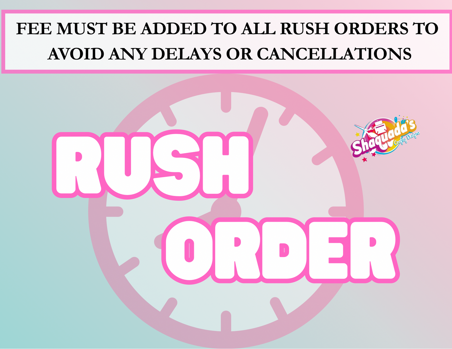RUSH FEE Events 1-2 WEEKS